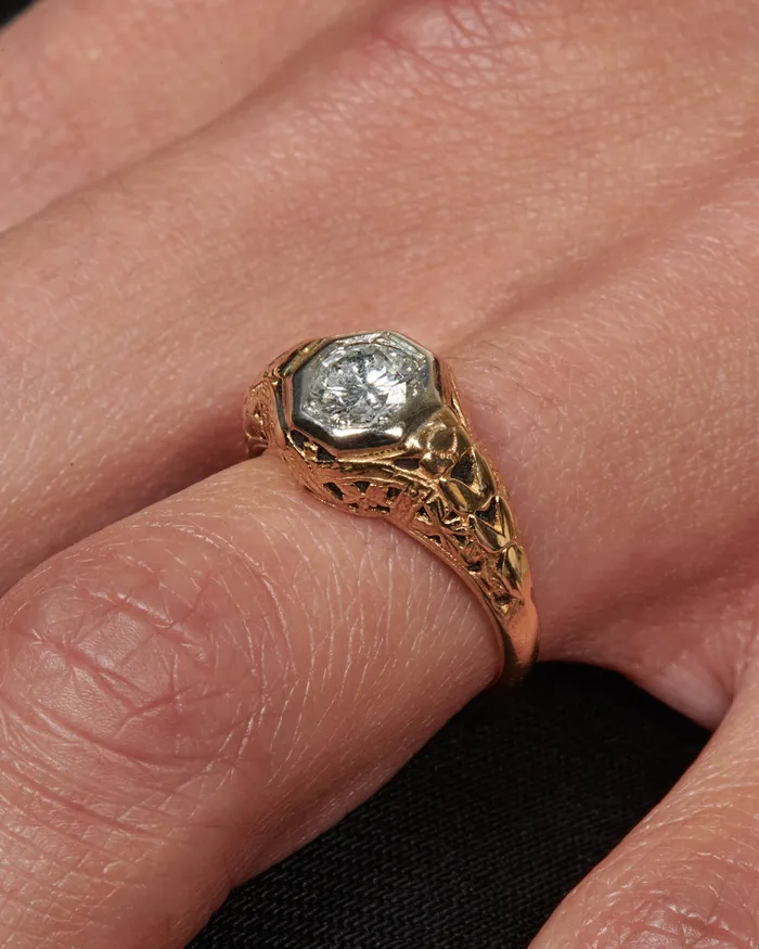 Rings MEMORIES AND STUFF Champagne Diamond Filigree Ring