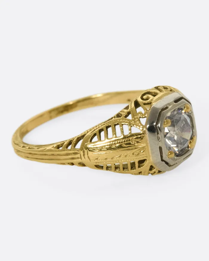 Rings MEMORIES AND STUFF Champagne Diamond Filigree Ring