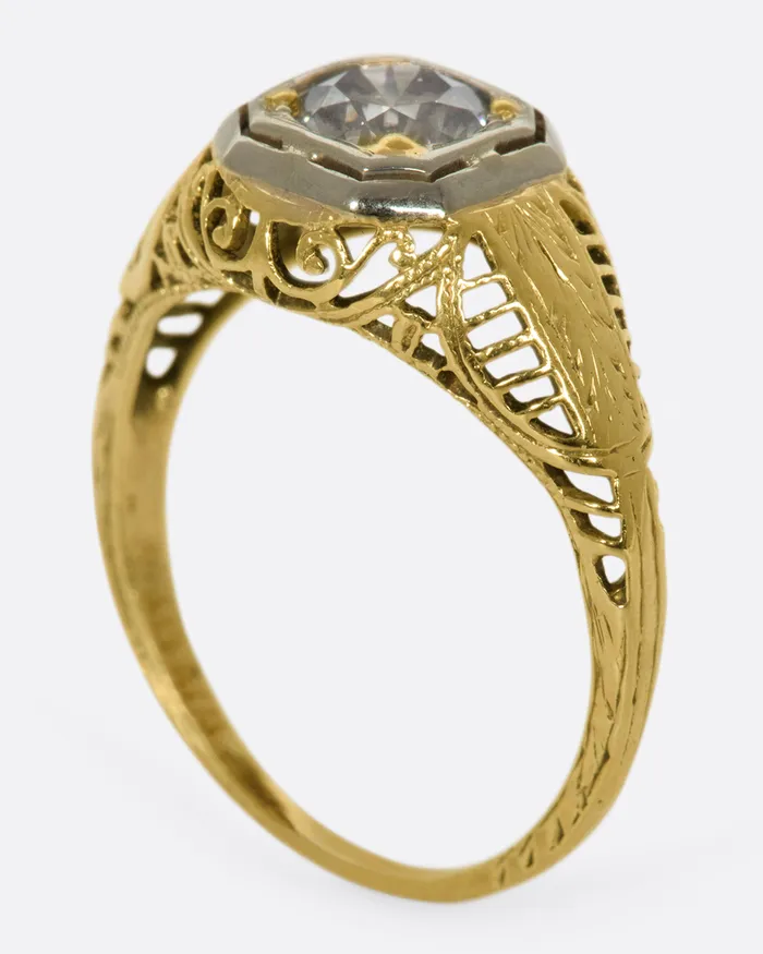 Rings MEMORIES AND STUFF Champagne Diamond Filigree Ring