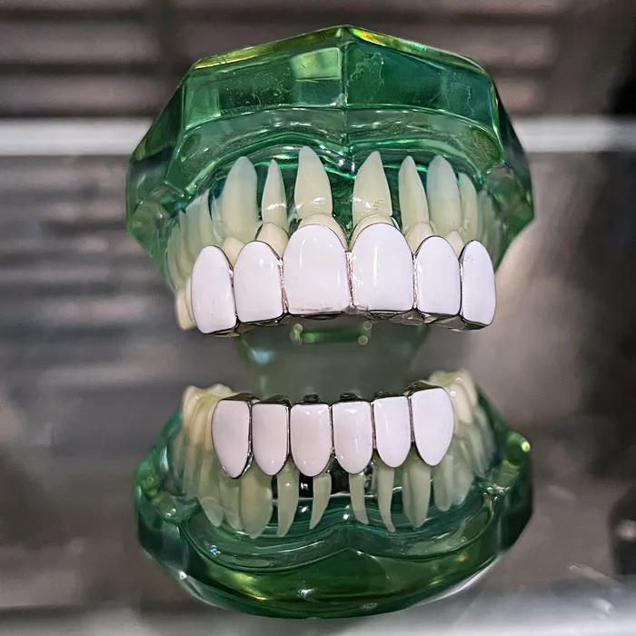 Rings Real Solid 925 Sterling Silver White Enamel Top and Bottom Teeth Grillz Set Bling Cartel Rings Real Solid 925 Sterling Silver White Enamel Top and Bottom Teeth Grillz Set Bling Cartel