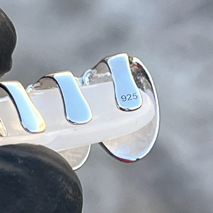 Rings Real Solid 925 Sterling Silver White Enamel Top and Bottom Teeth Grillz Set Bling Cartel Rings Real Solid 925 Sterling Silver White Enamel Top and Bottom Teeth Grillz Set Bling Cartel