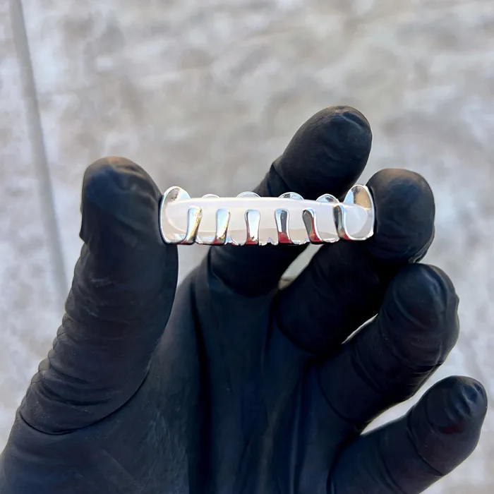 Rings Real Solid 925 Sterling Silver White Enamel Top and Bottom Teeth Grillz Set Bling Cartel Rings Real Solid 925 Sterling Silver White Enamel Top and Bottom Teeth Grillz Set Bling Cartel