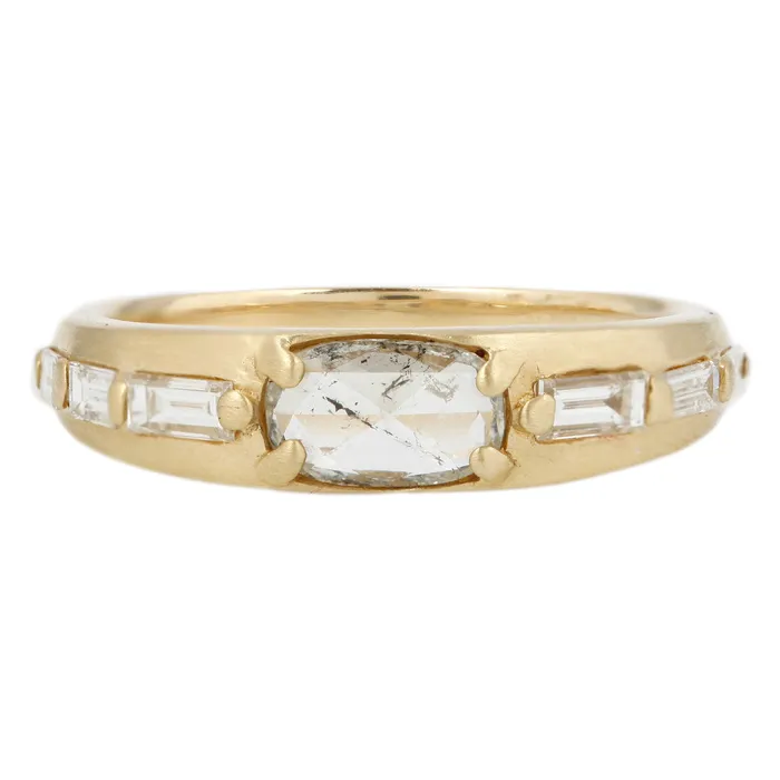 Rings Rose Cut Rectangle Baguette Diamond Band Rebecca Overmann