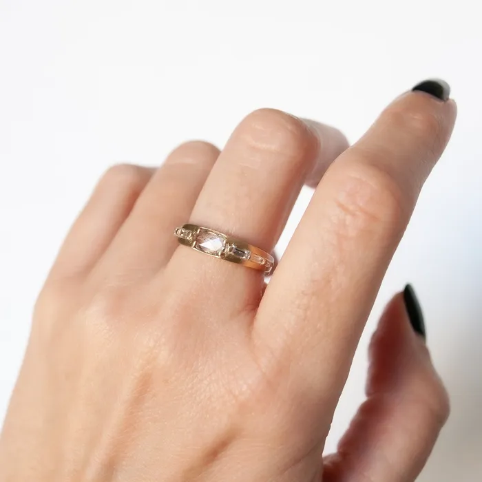 Rings Rose Cut Rectangle Baguette Diamond Band Rebecca Overmann