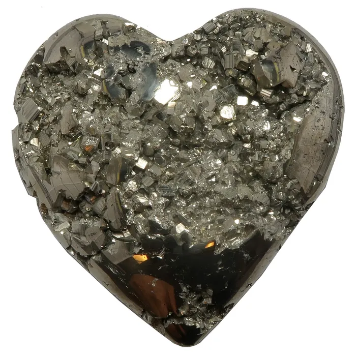 Rings Satin Crystals Pyrite Heart Glistening Love Strength Stone