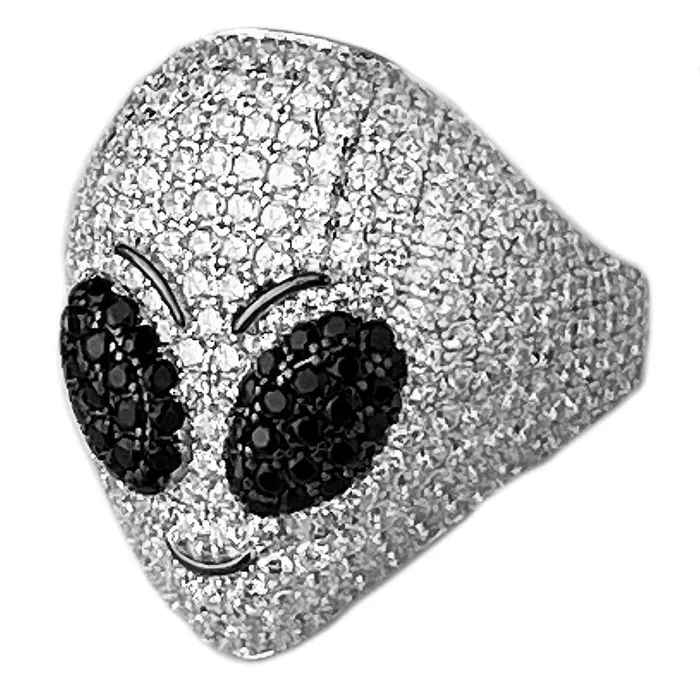Rings Solid 925 Sterling Silver Micro Pave ET Alien Head Ring Bling Cartel Admin Rings Solid 925 Sterling Silver Micro Pave ET Alien Head Ring Bling Cartel Admin
