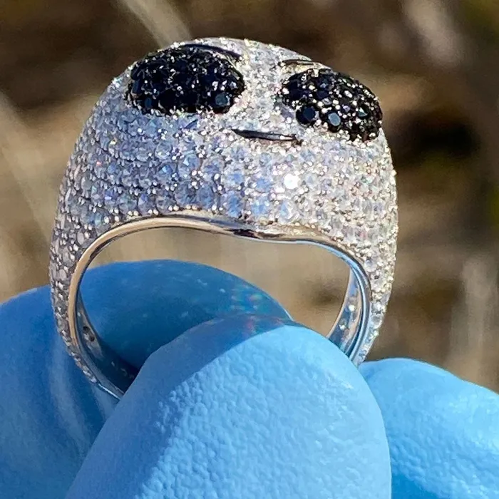 Rings Solid 925 Sterling Silver Micro Pave ET Alien Head Ring Bling Cartel Admin