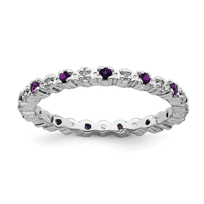 Rings Stackable Expressions Sterling Silver Stackable Expressions Amethyst Diamond Ring QSK533 Rings Stackable Expressions Sterling Silver Stackable Expressions Amethyst Diamond Ring QSK533