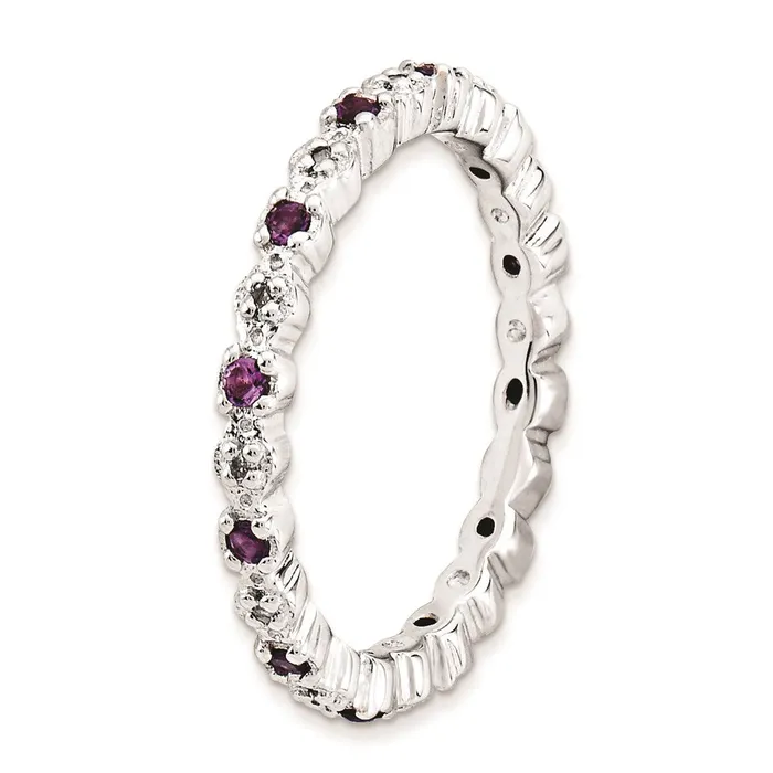 Rings Stackable Expressions Sterling Silver Stackable Expressions Amethyst Diamond Ring QSK533 Rings Stackable Expressions Sterling Silver Stackable Expressions Amethyst Diamond Ring QSK533