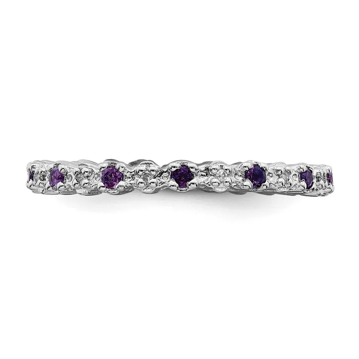 Rings Stackable Expressions Sterling Silver Stackable Expressions Amethyst Diamond Ring QSK533 Rings Stackable Expressions Sterling Silver Stackable Expressions Amethyst Diamond Ring QSK533
