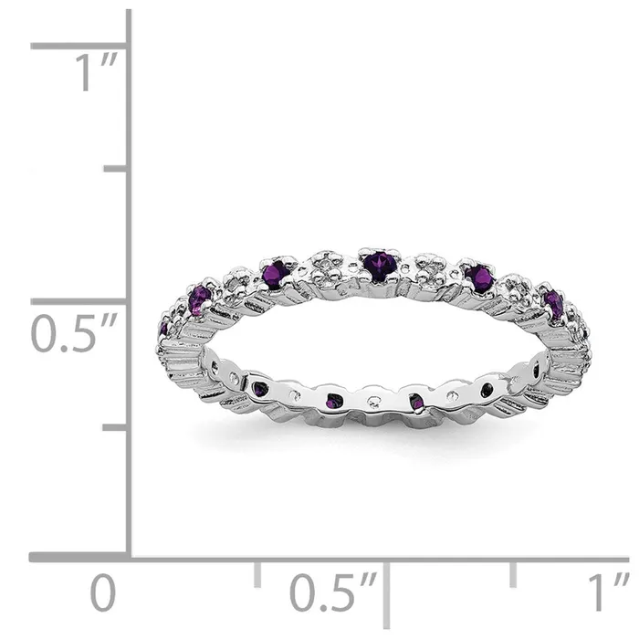Rings Stackable Expressions Sterling Silver Stackable Expressions Amethyst Diamond Ring QSK533 Rings Stackable Expressions Sterling Silver Stackable Expressions Amethyst Diamond Ring QSK533