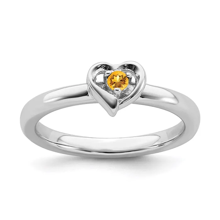 Rings Stackable Expressions Sterling Silver Stackable Expressions Citrine Heart Ring QSK1532 Rings Stackable Expressions Sterling Silver Stackable Expressions Citrine Heart Ring QSK1532