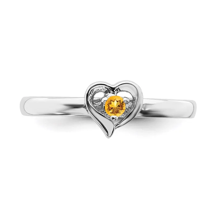 Rings Stackable Expressions Sterling Silver Stackable Expressions Citrine Heart Ring QSK1532 Rings Stackable Expressions Sterling Silver Stackable Expressions Citrine Heart Ring QSK1532