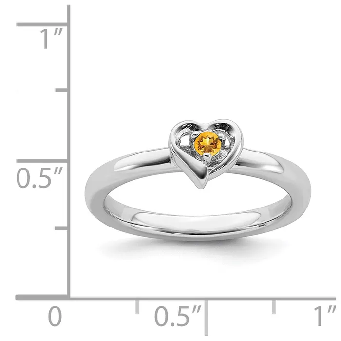 Rings Stackable Expressions Sterling Silver Stackable Expressions Citrine Heart Ring QSK1532 Rings Stackable Expressions Sterling Silver Stackable Expressions Citrine Heart Ring QSK1532