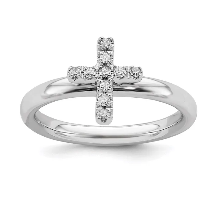 Rings Stackable Expressions Sterling Silver Stackable Expressions Cross Diamond Ring QSK334 Rings Stackable Expressions Sterling Silver Stackable Expressions Cross Diamond Ring QSK334