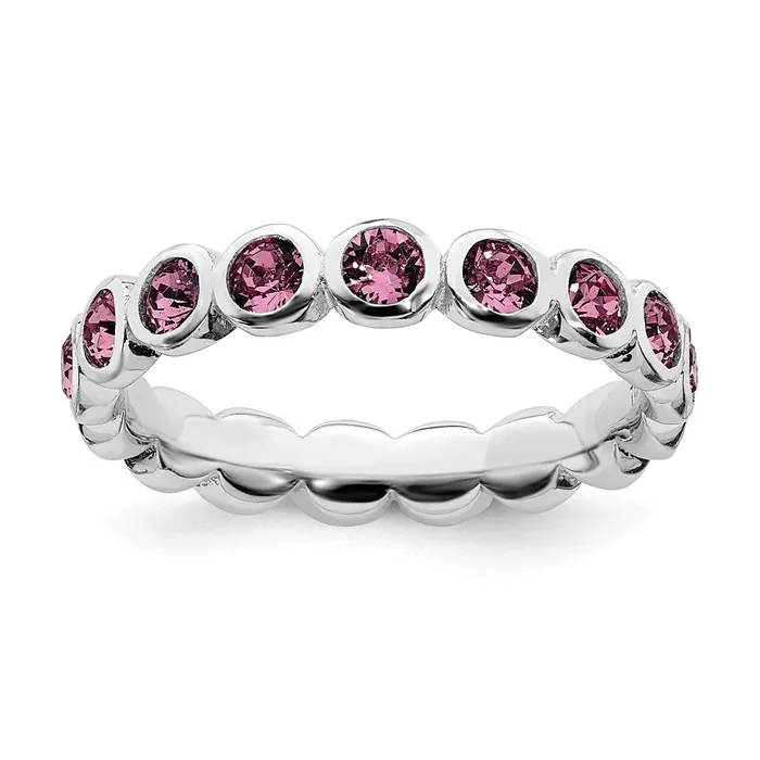 Rings Stackable Expressions Sterling Silver Stackable Expressions October Swarovski Ring QSK982 Rings Stackable Expressions Sterling Silver Stackable Expressions October Swarovski Ring QSK982