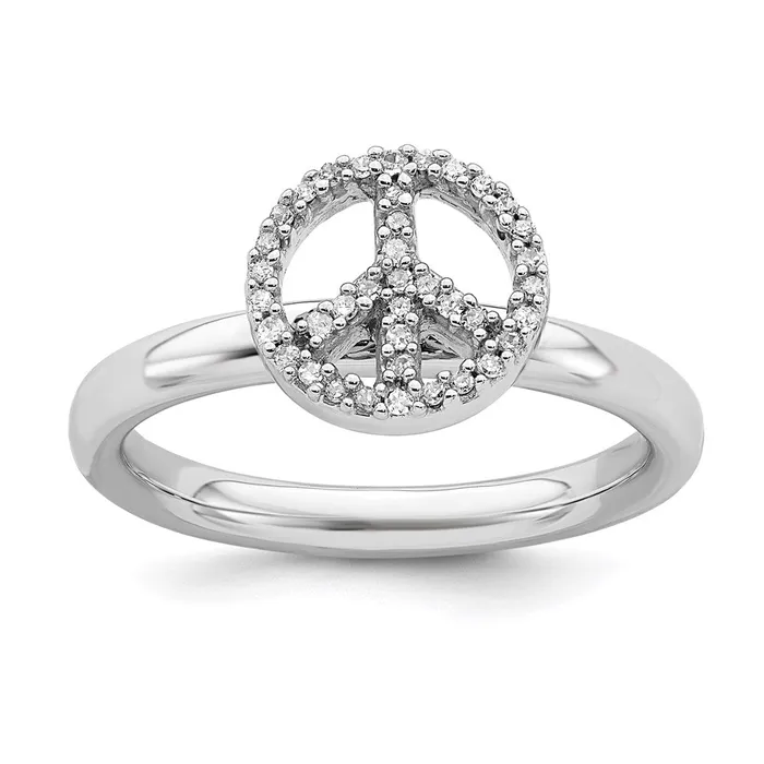 Rings Stackable Expressions Sterling Silver Stackable Expressions Peace Symbol Diamond Ring QSK335 Rings Stackable Expressions Sterling Silver Stackable Expressions Peace Symbol Diamond Ring QSK335
