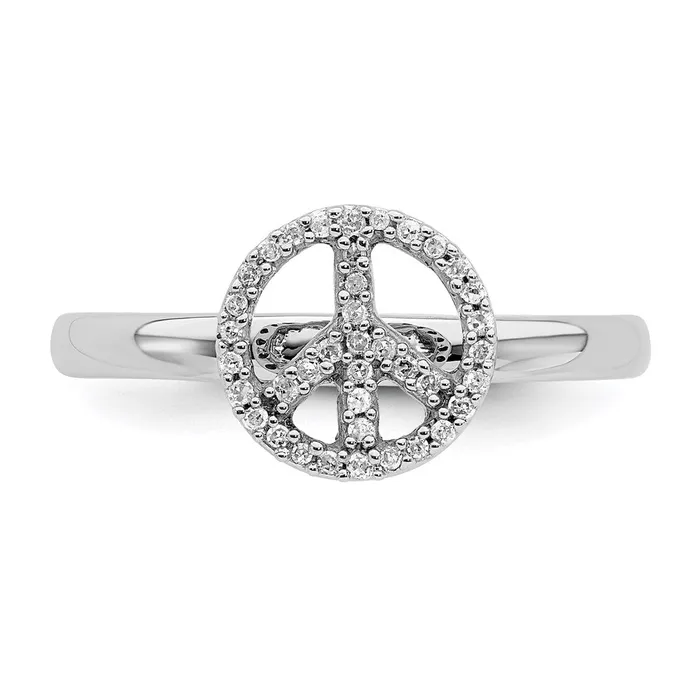 Rings Stackable Expressions Sterling Silver Stackable Expressions Peace Symbol Diamond Ring QSK335 Rings Stackable Expressions Sterling Silver Stackable Expressions Peace Symbol Diamond Ring QSK335
