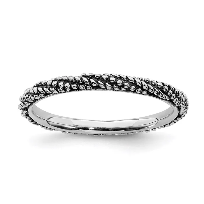 Rings Stackable Expressions Sterling Silver Stackable Expressions Polished Antiqued Ring QSK1842 Rings Stackable Expressions Sterling Silver Stackable Expressions Polished Antiqued Ring QSK1842