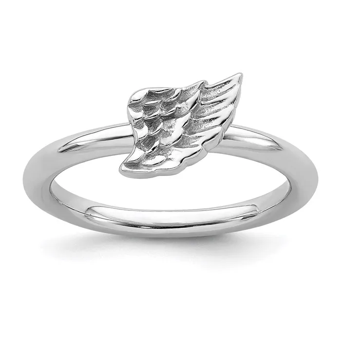 Rings Stackable Expressions Sterling Silver Stackable Expressions Rhodium Angel Wing Ring QSK1986 Rings Stackable Expressions Sterling Silver Stackable Expressions Rhodium Angel Wing Ring QSK1986