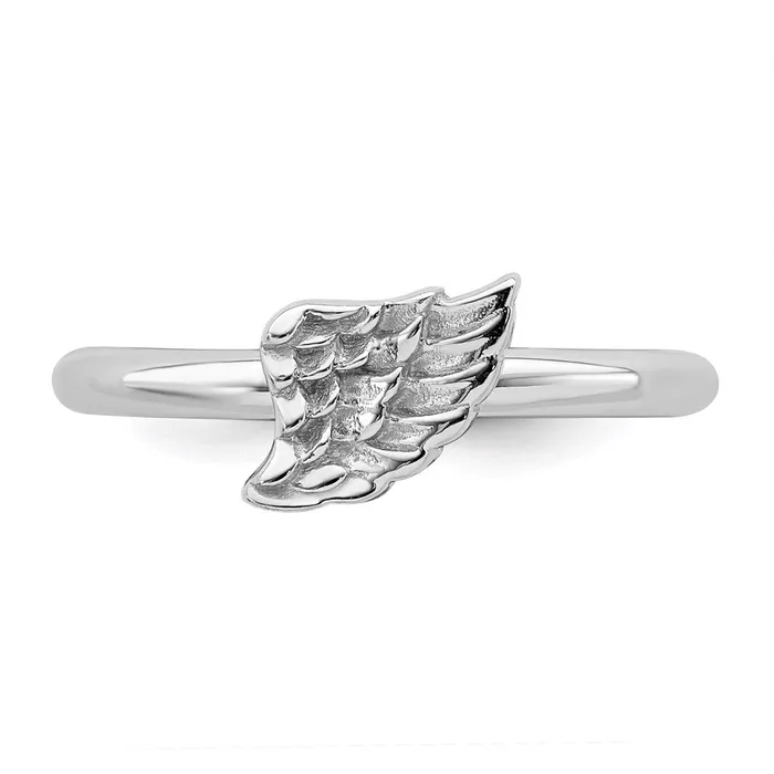 Rings Stackable Expressions Sterling Silver Stackable Expressions Rhodium Angel Wing Ring QSK1986 Rings Stackable Expressions Sterling Silver Stackable Expressions Rhodium Angel Wing Ring QSK1986