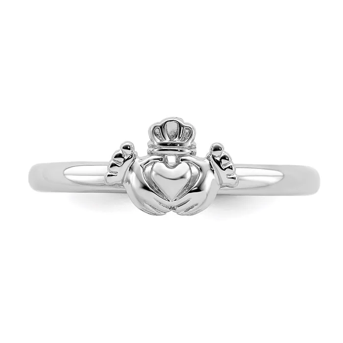 Rings Stackable Expressions Sterling Silver Stackable Expressions Rhodium Claddagh Ring QSK1946 Rings Stackable Expressions Sterling Silver Stackable Expressions Rhodium Claddagh Ring QSK1946
