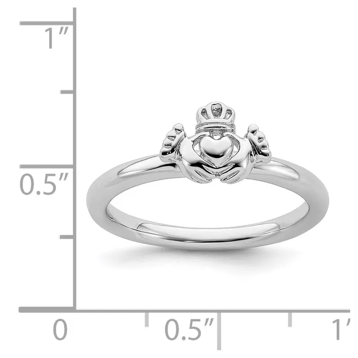 Rings Stackable Expressions Sterling Silver Stackable Expressions Rhodium Claddagh Ring QSK1946 Rings Stackable Expressions Sterling Silver Stackable Expressions Rhodium Claddagh Ring QSK1946
