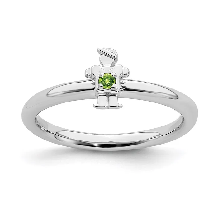Rings Stackable Expressions Sterling Silver Stackable Expressions Rhodium Peridot Boy Ring QSK1918 Rings Stackable Expressions Sterling Silver Stackable Expressions Rhodium Peridot Boy Ring QSK1918