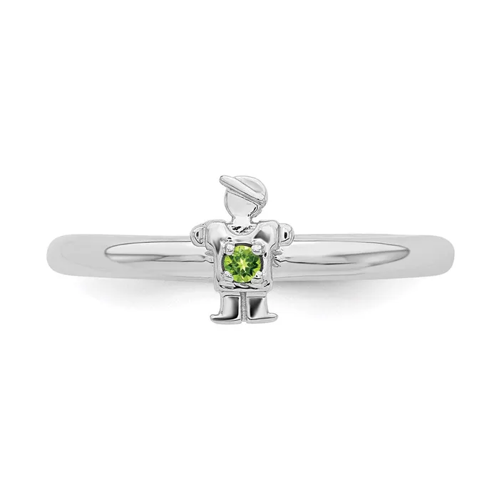 Rings Stackable Expressions Sterling Silver Stackable Expressions Rhodium Peridot Boy Ring QSK1918 Rings Stackable Expressions Sterling Silver Stackable Expressions Rhodium Peridot Boy Ring QSK1918