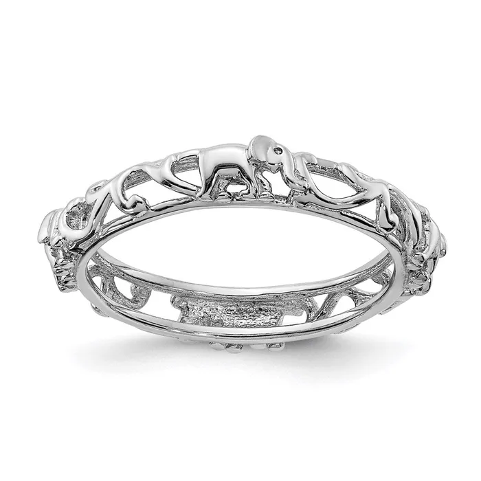 Rings Stackable Expressions Sterling Silver Stackable Expressions Rhodiumplate Patterned Elephant Ring QSK2043 Rings Stackable Expressions Sterling Silver Stackable Expressions Rhodiumplate Patterned Elephant Ring QSK2043