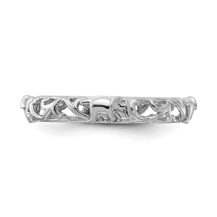 Rings Stackable Expressions Sterling Silver Stackable Expressions Rhodiumplate Patterned Elephant Ring QSK2043 Rings Stackable Expressions Sterling Silver Stackable Expressions Rhodiumplate Patterned Elephant Ring QSK2043