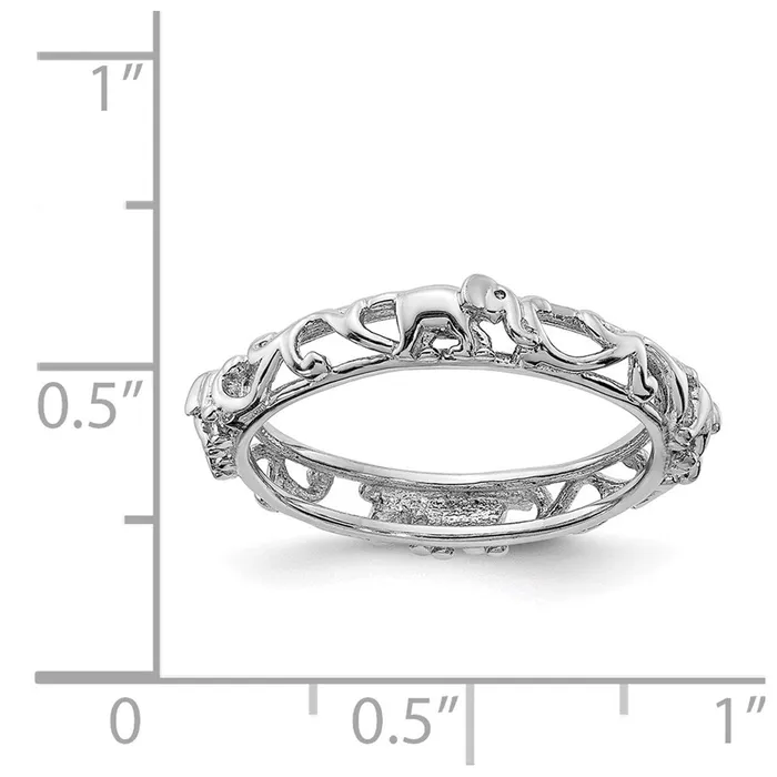 Rings Stackable Expressions Sterling Silver Stackable Expressions Rhodiumplate Patterned Elephant Ring QSK2043 Rings Stackable Expressions Sterling Silver Stackable Expressions Rhodiumplate Patterned Elephant Ring QSK2043
