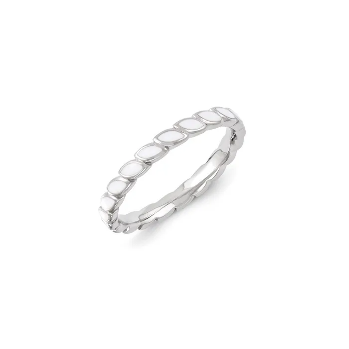 Rings Stackable Expressions Sterling Silver Stackable Expressions White Enameled Ring QSK1382 Rings Stackable Expressions Sterling Silver Stackable Expressions White Enameled Ring QSK1382