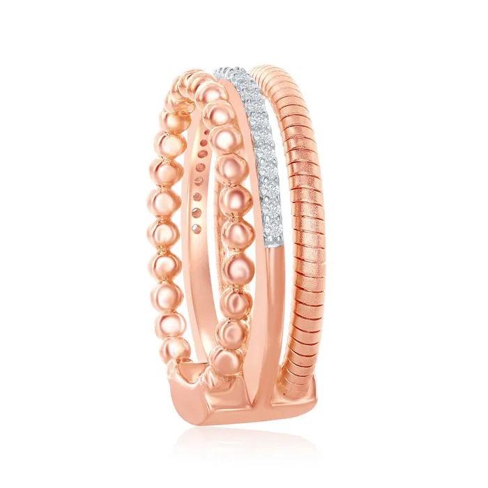 Rings Sterling Silver 14K Rose Gold Designer CZ Bonded Ring Size 8 Classic