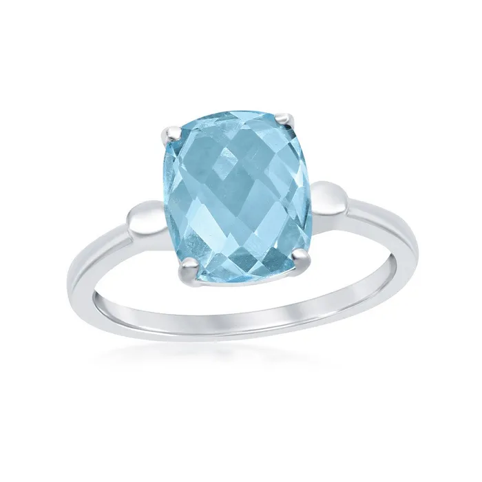 Rings Sterling Silver FourProng Checkered 385cttw Blue Topaz Ring W2147 Classic Rings Sterling Silver FourProng Checkered 385cttw Blue Topaz Ring W2147 Classic