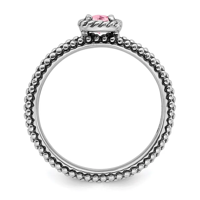 Rings Sterling Silver Stackable Expressions Checkercut Pink Tourmaline Ring QSK823 Stackable Expressions Rings Sterling Silver Stackable Expressions Checkercut Pink Tourmaline Ring QSK823 Stackable Expressions