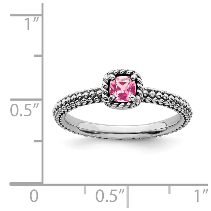 Rings Sterling Silver Stackable Expressions Checkercut Pink Tourmaline Ring QSK823 Stackable Expressions Rings Sterling Silver Stackable Expressions Checkercut Pink Tourmaline Ring QSK823 Stackable Expressions