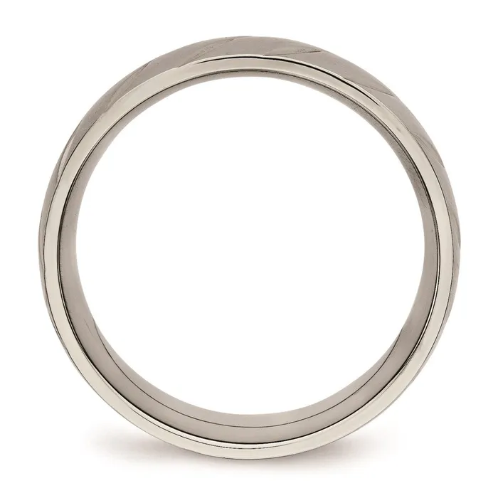 Rings Titanium Polished Diamond Cut Ring TB456 Chisel Rings Titanium Polished Diamond Cut Ring TB456 Chisel