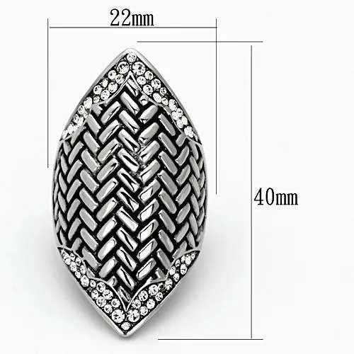 Rings TK1009 High polished no plating Stainless Steel Ring with Top Grade Crystal in Clear Alamode