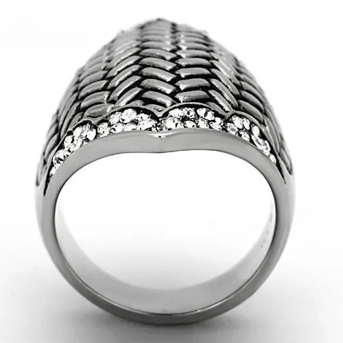 Rings TK1009 High polished no plating Stainless Steel Ring with Top Grade Crystal in Clear Alamode