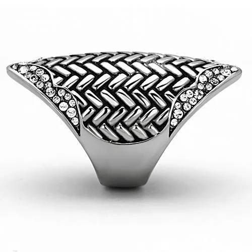 Rings TK1009 High polished no plating Stainless Steel Ring with Top Grade Crystal in Clear Alamode