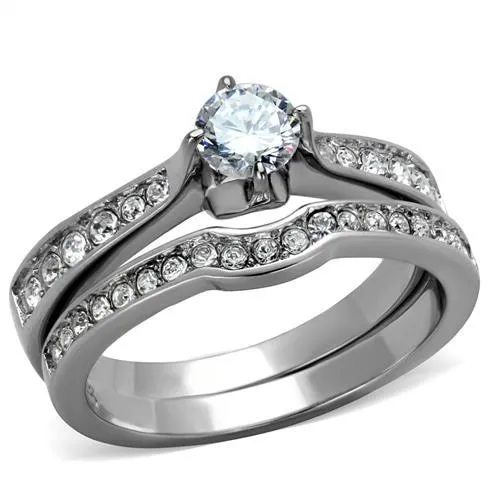 Rings TK2039 High polished no plating Stainless Steel Ring with AAA Grade CZ in Clear Alamode Rings TK2039 High polished no plating Stainless Steel Ring with AAA Grade CZ in Clear Alamode