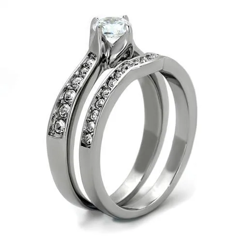 Rings TK2039 High polished no plating Stainless Steel Ring with AAA Grade CZ in Clear Alamode