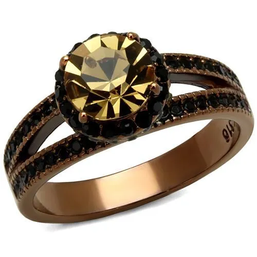 Rings TK2654 IP Coffee light Stainless Steel Ring with Top Grade Crystal in Light Smoked Alamode