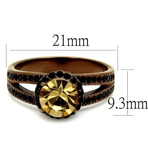 Rings TK2654 IP Coffee light Stainless Steel Ring with Top Grade Crystal in Light Smoked Alamode