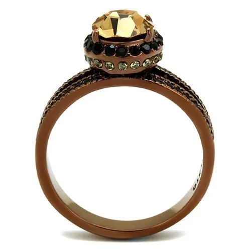 Rings TK2654 IP Coffee light Stainless Steel Ring with Top Grade Crystal in Light Smoked Alamode