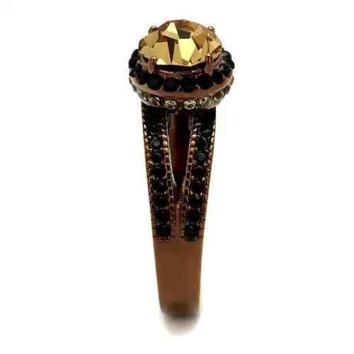 Rings TK2654 IP Coffee light Stainless Steel Ring with Top Grade Crystal in Light Smoked Alamode