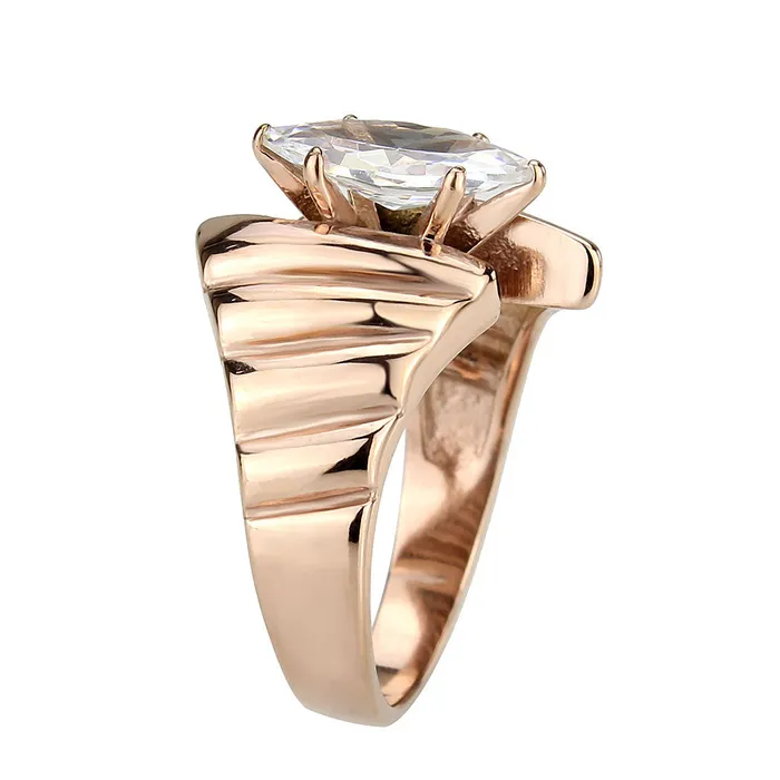 Rings TK3787 IP Rose GoldIon Plating Stainless Steel Ring with AAA Grade CZ in Clear Alamode Rings TK3787 IP Rose GoldIon Plating Stainless Steel Ring with AAA Grade CZ in Clear Alamode