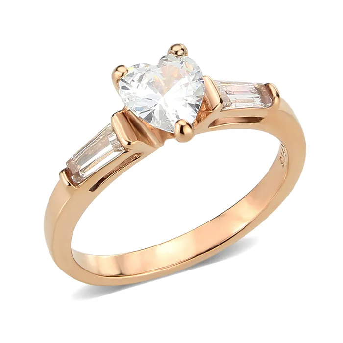 Rings TK3829 IP Rose GoldIon Plating Stainless Steel Ring with AAA Grade CZ in Clear Alamode Rings TK3829 IP Rose GoldIon Plating Stainless Steel Ring with AAA Grade CZ in Clear Alamode
