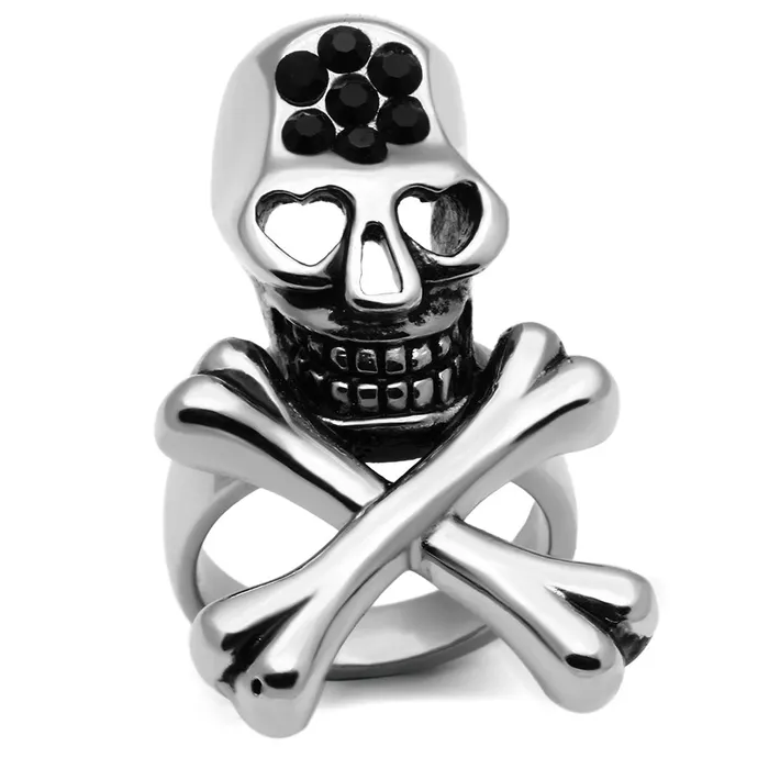 Rings TK606 High polished no plating Stainless Steel Ring with Top Grade Crystal in Jet Alamode Rings TK606 High polished no plating Stainless Steel Ring with Top Grade Crystal in Jet Alamode